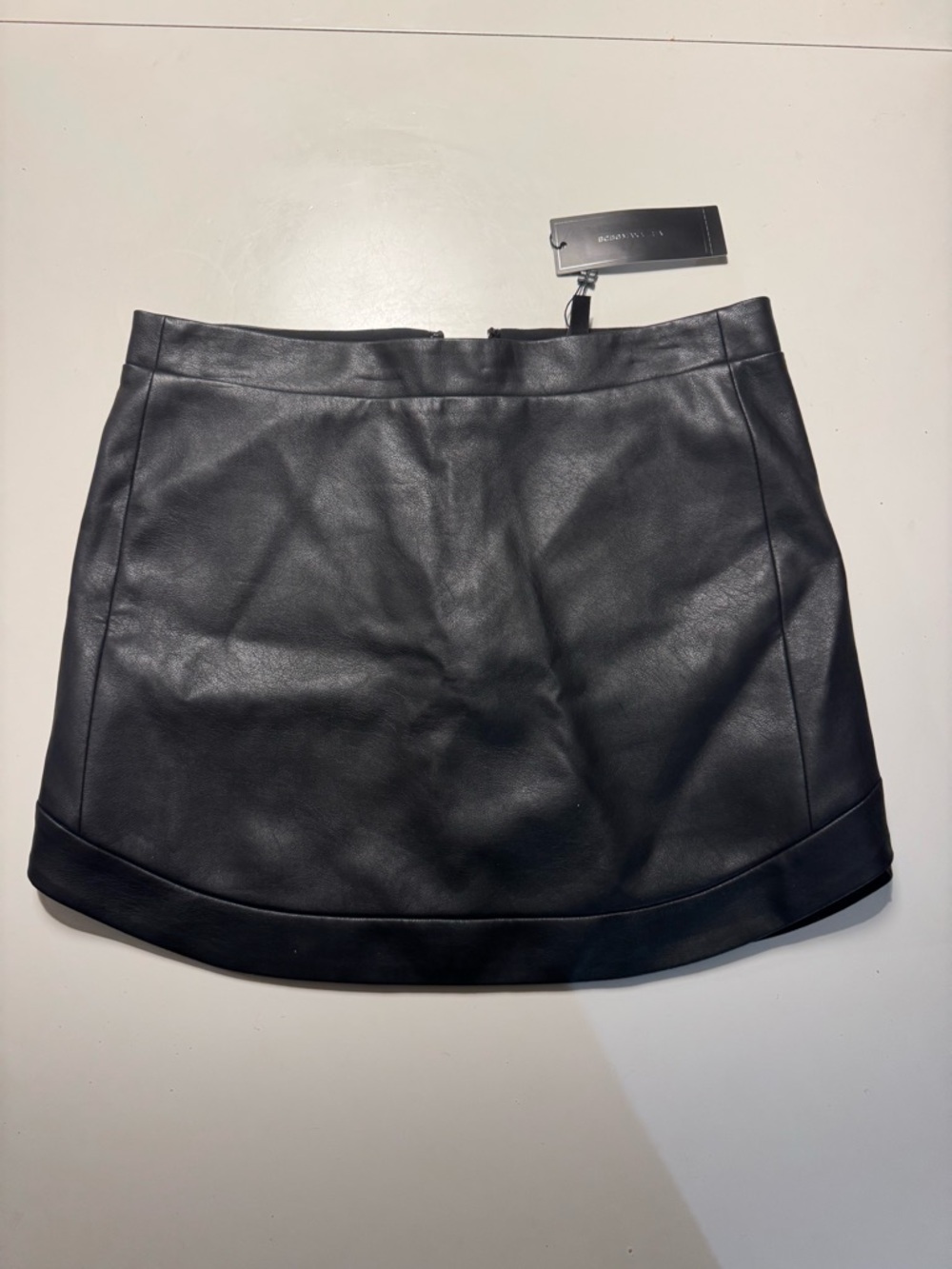 BCBG Black Faux Leather Mini Skirt